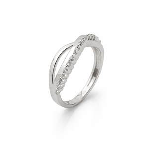 925 Sterling <b>Silver</b> Women's Twisted Infinity <b>Wave</b> <b>Ring</b> with Cubic Zirconia Minimalist Elegant High Polish Finish Daily Wear Wedd - Product Image 2