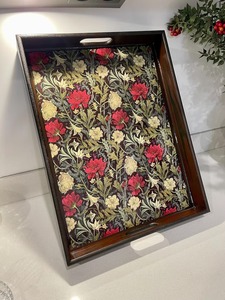 Stylish rectangular wooden <b>serving</b> <b>tray</b> with carved borders handcrafted finish perfect for <b>parties</b> <b>serving</b> - Product Image 3