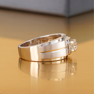 Men's <b>Fine</b> Jewelry Round Cut Lab Grown Diamond Solitaire <b>Ring</b> in 14K Gold VVS-VS DEF Wedding Band Prong Setting Rhodium Plating - Product Image 2