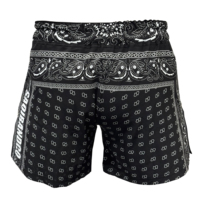 Shorts d'arts martiaux mixtes Saqibandco imprimés motif bandana noir et blanc, séchage rapide, extensibles, légers, respirants, unisexe adulte