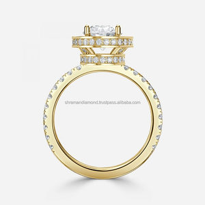 แหวนหมั้นมอสซาไนต์ทรงคลาสสิกแบบซ้อนสองชั้น ประดับเพชรโมอิสซาไนต์ทรงกลม ดีไซน์หรูหรา ชุบทองคำขาว 10K โรเดียมเคลือบ - Product Image 4