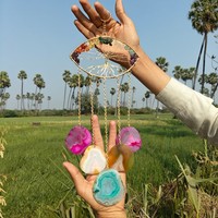 Campana de Viento Decorativa de Ágata de Siete Chakras, Arte Popular Ecológico, Decoración para el Hogar, Feng Shui, Reiki, Sanación |   Pared de Piedras Preciosas Hechas a Mano