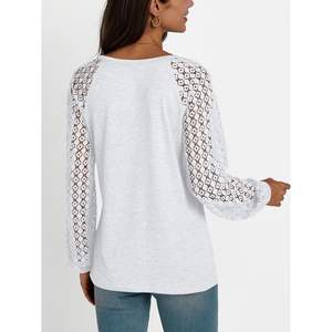 2025 Women's Long <b>Sleeve</b> Blouses Casual & Dressy Tops With Embroidered <b>Lace</b> Fall Fashion Outfits XL Size - Product Image 2