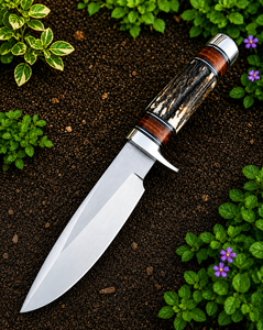 Cuchillo Bowie Estilo Randall Hecho a Mano |   Cuchillo con mango de cuerno, hoja de acero inoxidable y guardacuchillo de latón |   Cuchillo de hoja fija |   Cuchillo único | - Product Image 2