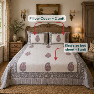 Elegant Jaipuri Bohemian Motif Indian Hand Block Printed 100% Cotton Luxury Bedsheet Set <b>King</b> <b>Size</b> 200TC Hospital Home Hotel use - Product Image 6