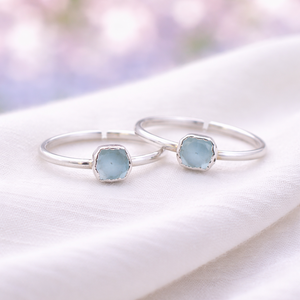 Raw Aquamarine <b>Ring</b> Silver Plated <b>Adjustable</b> Open <b>Ring</b> Natural Rough Gemstone Minimalist Dainty Jewelry Gift for Women - Product Image 1