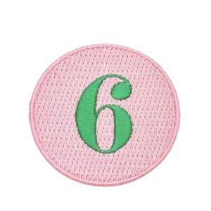 Pretty Girl Number 6 <b>Patch</b> Pink & Green Embroidered Round Applique Iron On Sew On Badge for <b>Jackets</b> Bags Hats DIY Garment - Product Image 1