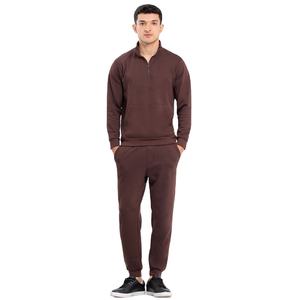 Sudadera con capucha y pantalón acampanado con media cremallera para hombre, Jersey de algodón suave pesado de 400gsm 100% de gran tamaño y alta calidad con logotipo personalizado - Product Image 1