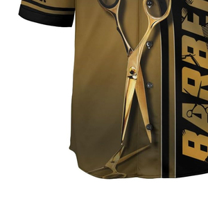 Custom Logo Eco-Friendly Breathable Polyester Barber Sublimation T-Shirt Washable Barber Workwear New Arrival - Product Image 4
