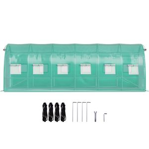 Serra Portatile a Tunnel 20 x 10 x 7 piedi con 3 Travi Superiori e 2 Pali Diagonali per Piante - Serre Agricole - Product Image 3