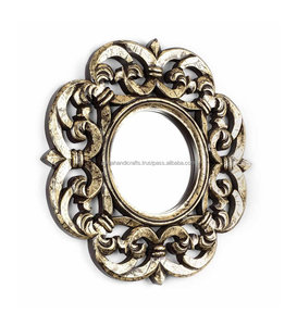 <b>Gold</b> Painted Garden Wall Round Wooden Wall <b>Mirror</b> Hanging Decorative Window <b>Mirror</b> Decor Rustic Wall Mount Wood Framed <b>Mirror</b> - Product Image 2