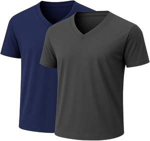 Camiseta de Cuello en V para Hombre, Estampada con Serigrafía, de Poliéster/Algodón, Antiarrugas, Ecológica, Transpirable, Ligera y de Secado Rápido - Product Image 6