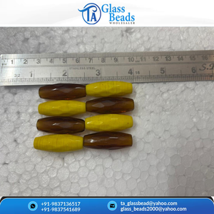 Perles russes bicolores jaune-brun à facettes, de haute qualité, en forme de baril allongé, à prix abordable, pour la fabrication de bijoux en gros - Product Image 2