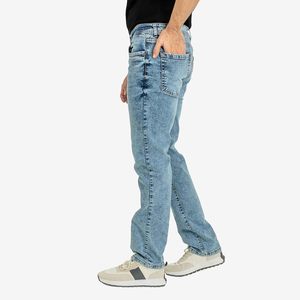 Men's Casual Straight Regular Fit Mid Rise Button Solid Washed Denim <b>Jeans</b> Crafted with Premium Cotton Stretch Fabric Breathable - Product Image 3