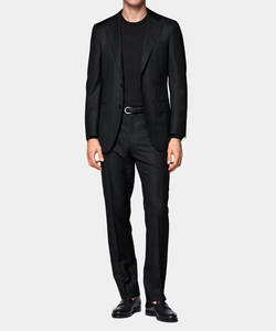 Costume d'affaires sur mesure en gros pour hommes, gris foncé à carreaux, avec blazer et pantalon ajustés, coupe moderne slim - Product Image 4