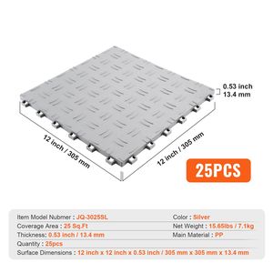 Set di 25 Piastrelle Incastrabili 12 X 12 X 0,53 Pollici per Pavimenti di Garage, Antiscivolo con Texture Bifacciale in Plastica - Product Image 4