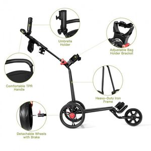 Carrito de Golf Plegable de Lujo de 2 Ruedas con Batería de Litio y Bolsa de Malla - Product Image 6