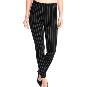 High Waist Striped Knitted Leggings Ankle-Length Stretchy Women's <b>Tight</b> Fit All Seasons Wear - Product Image 4