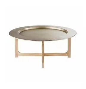 Hot Selling Minimalist Brass Concave Top Black Metal <b>Pedestal</b> Coffee Table For Contemporary <b>Office</b> Breakroom Coffee Table - Product Image 6
