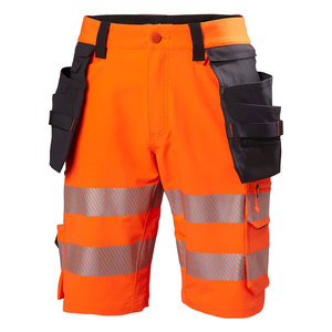 Shorts de sécurité haute visibilité pour hommes, avec logo personnalisé, pour travaux de construction, avec bandes réfléchissantes. - Product Image 3