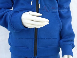 เสื้อฮู้ดดี้ผ้าฟลีซออร์แกนิคพรีเมียมสำหรับผู้หญิง สีน้ำเงินรอยัล ทรงโอเวอร์ไซส์ ป้องกันรอยยับ พร้อมปักโลโก้ตามสั่ง - Product Image 3