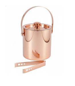 Insulated Style Rose Gold Plated Ice Bucket Handmade Metal Wine Cooler Professional for Hotel Supply With Ice <b>Scoop</b> - Product Image 1