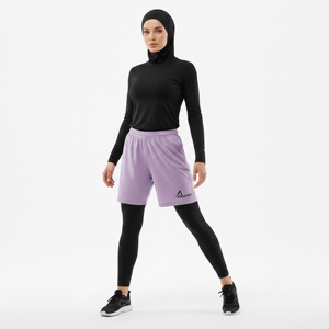 Women Muslim Modest Gym 2 in 1 Shorts Lightweight Quick Dry Breathable Sweat-Wicking Plus Size UPF50+ Elastic Waist Yoga Fitness - Product Image 1