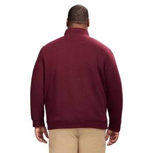 Sweat-shirt d'hiver pour homme en molleton 100% coton rouge imperméable à col roulé et quart de zip, coupe ajustée, long - Écologique, respirant, 350g - Product Image 1
