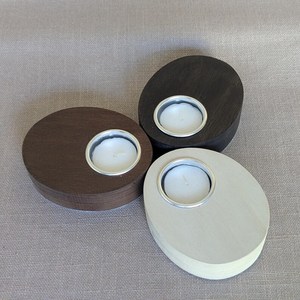 Porte-bougie rond en bois naturel, support de bougie rustique, décoration d'intérieur, centre de table - Product Image 4