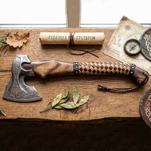 Hache à barbe viking artisanale d'inspiration nordique, hache de bûcheron industrielle de haute qualité, forgée à la main HRC52-58, naturelle, pour le camping - Product Image 4