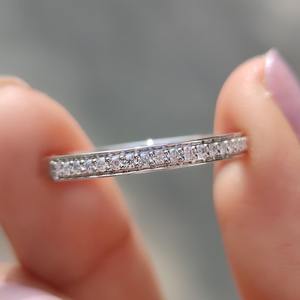 แหวนแต่งงานเพชรทรงกลมขนาดเล็ก 0.25-0.50 กะรัต เพชรเลี้ยงในห้องปฏิบัติการ สำหรับผู้หญิง ทอง 10K/14K/18K / ทองคำขาว PT950 / เงินแท้ S925 - Product Image 2