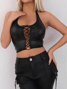 Hauts Corsets Décontractés pour Femmes de Haute Qualité, en Cuir Noir Uni, Respirants et Fins, Parfaits pour les Femmes - Product Image 4