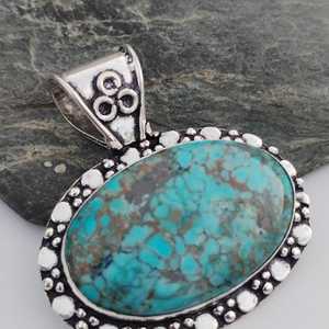 จี้ห้อยคอเทอร์ควอยซ์ธรรมชาติ ดีไซน์คลาสสิก เงินแท้ 925 ชุบทอง 24K รับรองโดย IGI งานแฮนด์เมด ของขวัญสำหรับผู้หญิง - Product Image 5