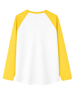 Custom Yellow <b>White</b> Raglan Long Sleeve T Shirt Men Cotton Casual Contrast Crew Neck Baseball <b>Tee</b> OEM Manufacturer Supplier - Product Image 2
