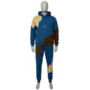 Ensemble de survêtement polaire pour homme, couleur personnalisée, avec sweat à capuche épais et pantalon de jogging, panneaux contrastants, unisexe, en polaire technique pour l'hiver - Product Image 2