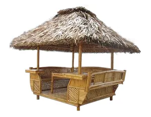 Hot Selling Bamboo Gazebo Coconut or Coconut Roofing with Table Inside New gazebo roof designs