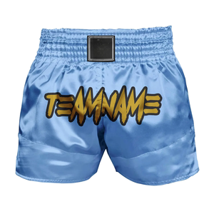 Muay Thai lightweight satin fabric custom design breathable training <b>shorts</b> elastic waistband gym fitness wear for <b>men</b> women - Product Image 1