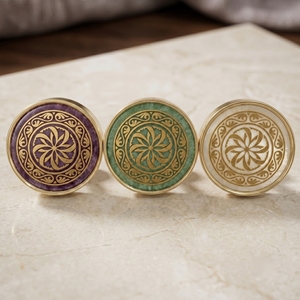 Luxury Resin Brass Door Knob Decorative Floral Cabinet Knob Furniture Drawer Pull Handle for Kitchen <b>Wardrobe</b> Dresser - Product Image 1