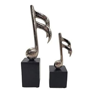 Handmade Aluminium Music Note Sculptures Abstract Art Bar Mitzvah Tabletop Home Decor Eco-Friendly 2-Piece Modern Design - Product Image 3