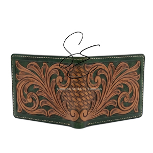 Royal Green Tooled Leather Bifold <b>Wallet</b> <b>for</b> Men Western Floral Carved Genuine Leather Rustic <b>Wallet</b> With Multiple <b>Card</b> Slots - Product Image 4