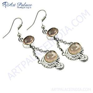 Boucles d'oreilles pendantes en argent 925 pour femme Art Palace avec pierre naturelle sertie clos, design vintage goutte d'eau, pour usage quotidien - Product Image 3