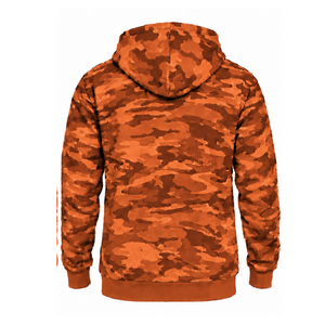 เสื้อฮู้ดดี้ลายพรางสีส้มไหม้สำหรับผู้ชาย เสื้อสเวตเชิ้ตพิมพ์ลายพรางแบบกำหนดเอง มีกระเป๋าจิงโจ้ เชือกผูก ปรับได้ แขนยาว สวมใส่สบายๆ สำหรับกิจกรรมกลางแจ้ง - Product Image 2