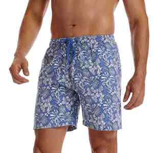 Shorts de bain pour hommes grande taille, taille haute, décontractés, imprimés par transfert thermique, avec doublure de compression et poche étanche, pour l'été et la plage - Product Image 3