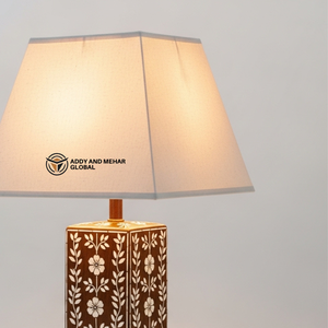 Lámpara de Mesa Artesanal con Incrustaciones de Hueso y Patrón Floral, Lámpara de Noche de Lujo con Mosaico, Arte Tradicional Indio, Decorativa para Escritorio - Product Image 2