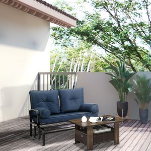 Moderna Silla Glider para 2 Personas en Azul con Cojines Extraíbles, Movimiento Suave, Estructura Resistente para Patio, Jardín, Parque, Muebles de Exterior - Product Image 2