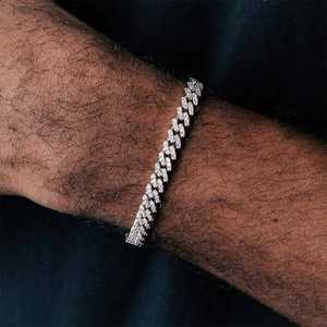 Pulsera de Lujo con Diamantes de Imitación de 6mm, Estilo Cubano, para Hombre, Plata, Joyería Hip Hop - Product Image 1