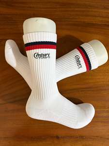 Chaussettes blanches Century Tuna à rayures avec logo, en coton respirant, pour adultes, décontractées, printemps - Product Image 4