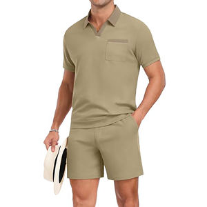 Oferta de Verano: Conjunto Deportivo Corto para Hombre, Corte Regular, Color Sólido, con Bolsillo Frontal, Diseño Personalizado, Camiseta y Pantalones Cortos Sencillos - Product Image 1