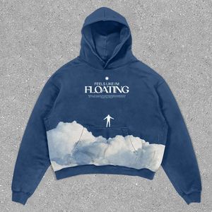 Men's Oversized Crop Hoodie Green <b>Spray</b> Printed Streetwear Cotton French Terry Hooded Sweatshirt with Front Logo Pocket - Product Image 2