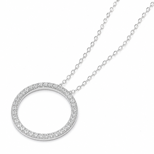 Collier Pendentif Cercle en Argent Sterling 925 avec Moissanite Ronde Taille Brillant, Chaîne Minimaliste, Bijou pour Femme, Cadeau de Mariage - Product Image 1